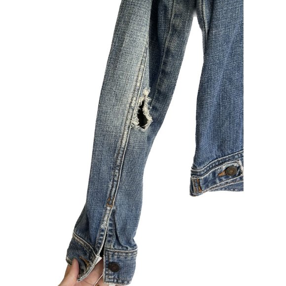 Hollister Jean Jacket Distressed Destroyed Women Size L - Picture 8 of 9